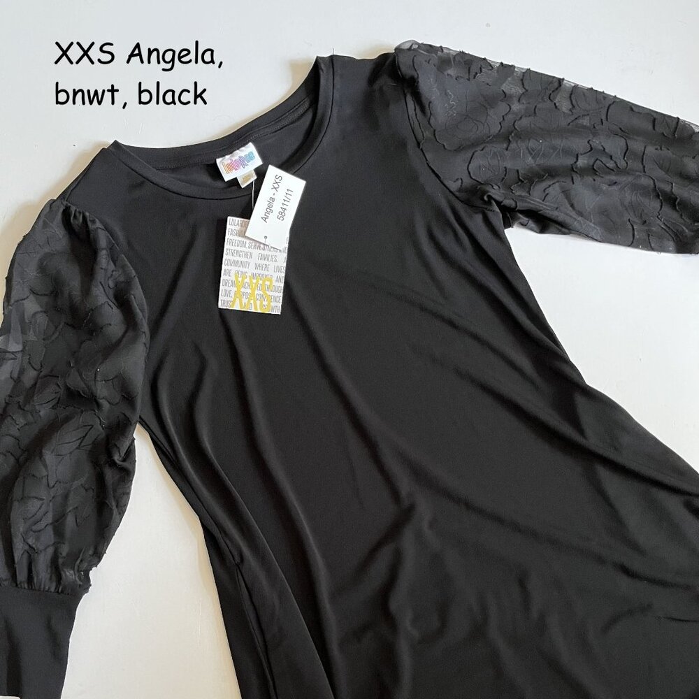 XXS Lularoe Angela mixed-media dress, black